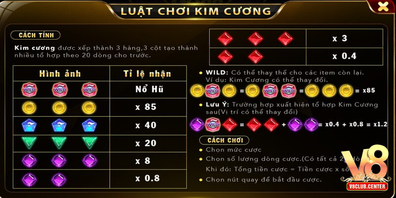 Luật chơi Kim cương V8club mà anh em cần biết