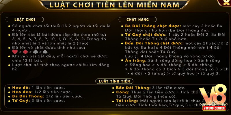 Hướng dẫn quy trình chơi Tiến lên miền Nam V8Club nhanh