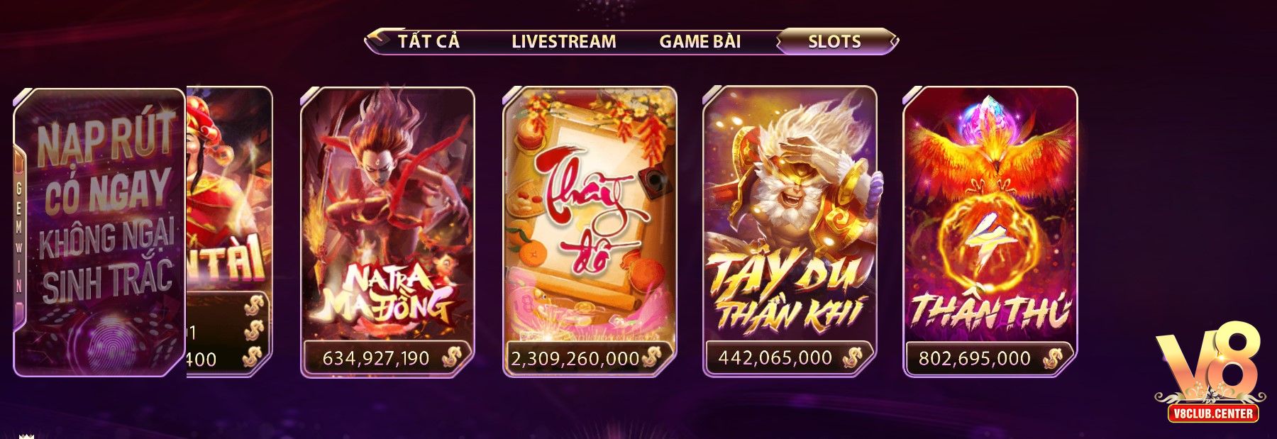 Các trò chơi tại V8club có tỷ lệ thưởng cao