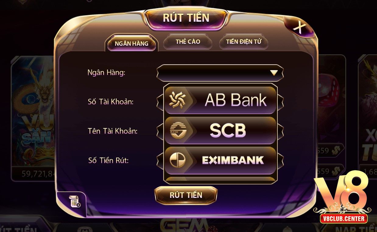 Cách rút tiền tại V8club